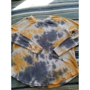 Sweet Romeo Women's Storm Tie Dye Thermal Thumbhole Long Sleeve Shirt Size S